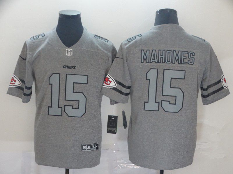 Men Kansas City Chiefs 15 Mahomes Grey Retro Nike NFL Jerseys